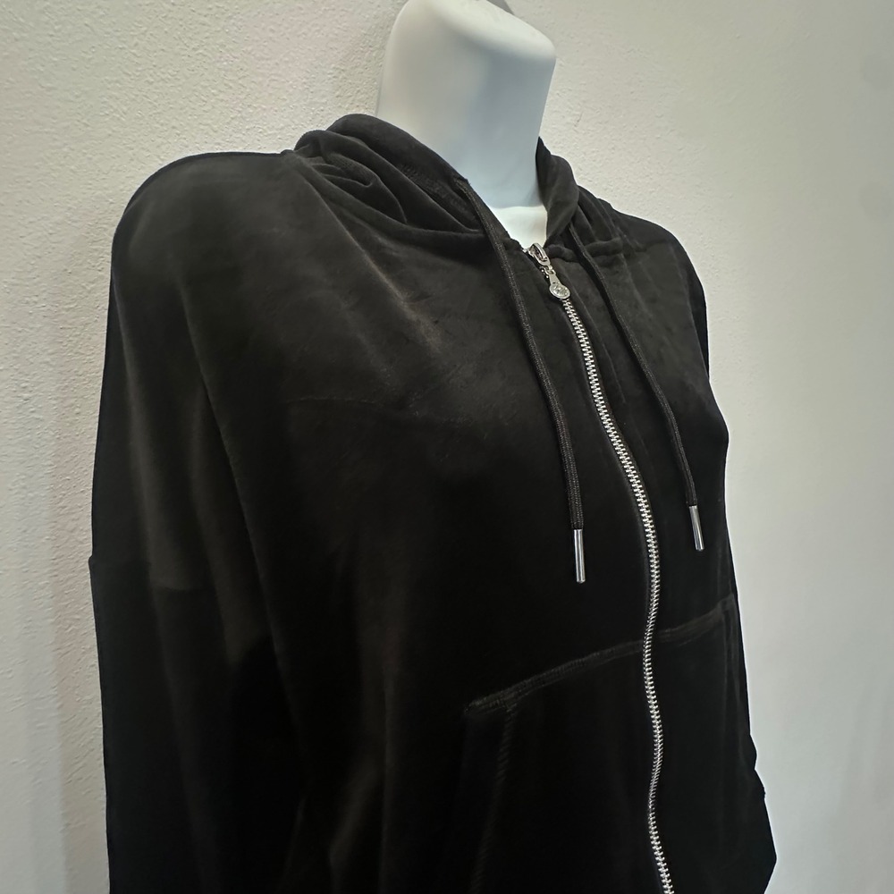 NWT Truth Black Velour Rhinestone Skull Tracksuit Set 2 Piece Zip Up Hoodie M - Picture 11 of 16